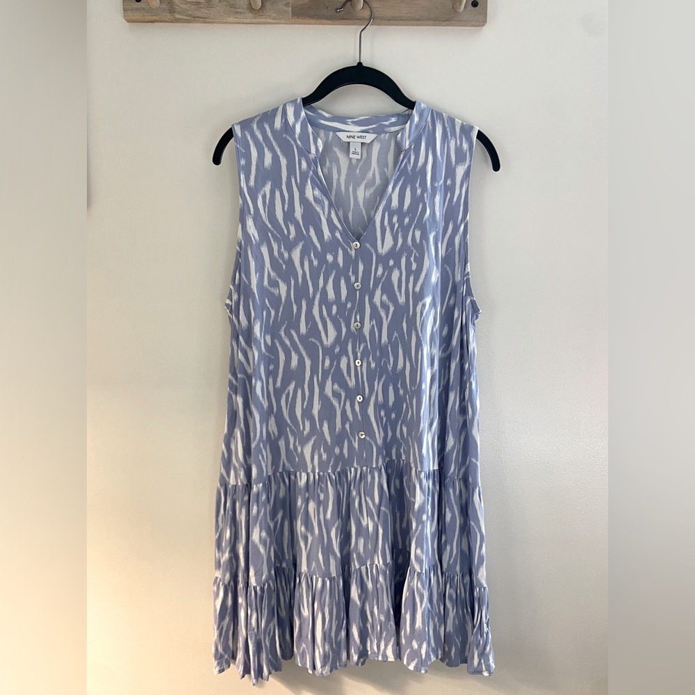 Nine West Tank / Sleeveless Dress Blue and White - Size Large
